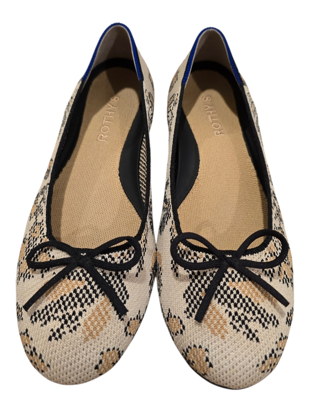 ROTHY'S THE BALLET FLAT IN BOUQUET Size 7 Beige Black Shoes